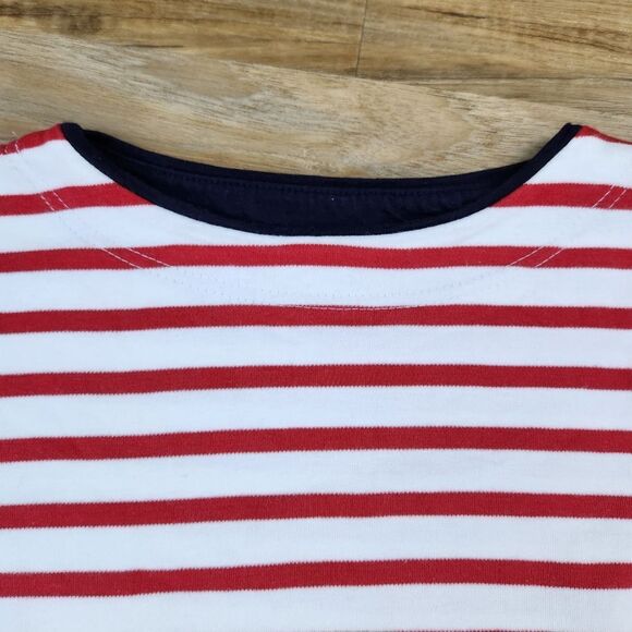 🔺️Dockers White & Red Striped Short Sleeve Top Small - Picture 4 of 9